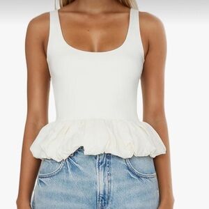 Fashion Nova White Peplum Tank Top
